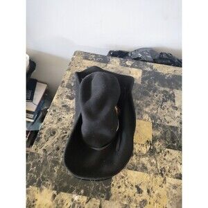 Vintage Henschel Hat Co IH Black Felt Western Dress Hat XL USA